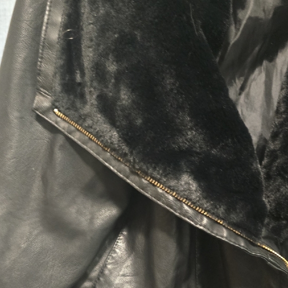 Baccini Black Leather Jacket with Gold Zipper Accents - Picture 4 of 13